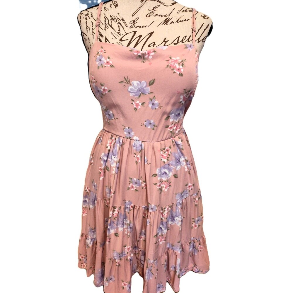 Streatwear Society Pink Flower Babydoll Tie back Sundress w Adjustable Straps XL
